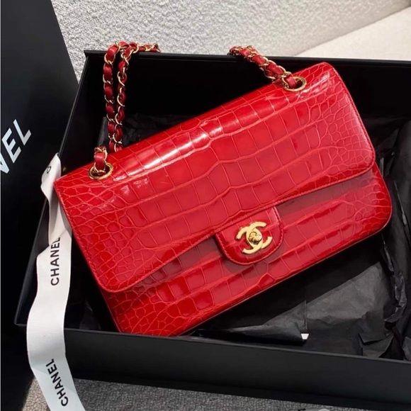 Chanel medium double flap shiny alligator bag - Picture 6 of 14